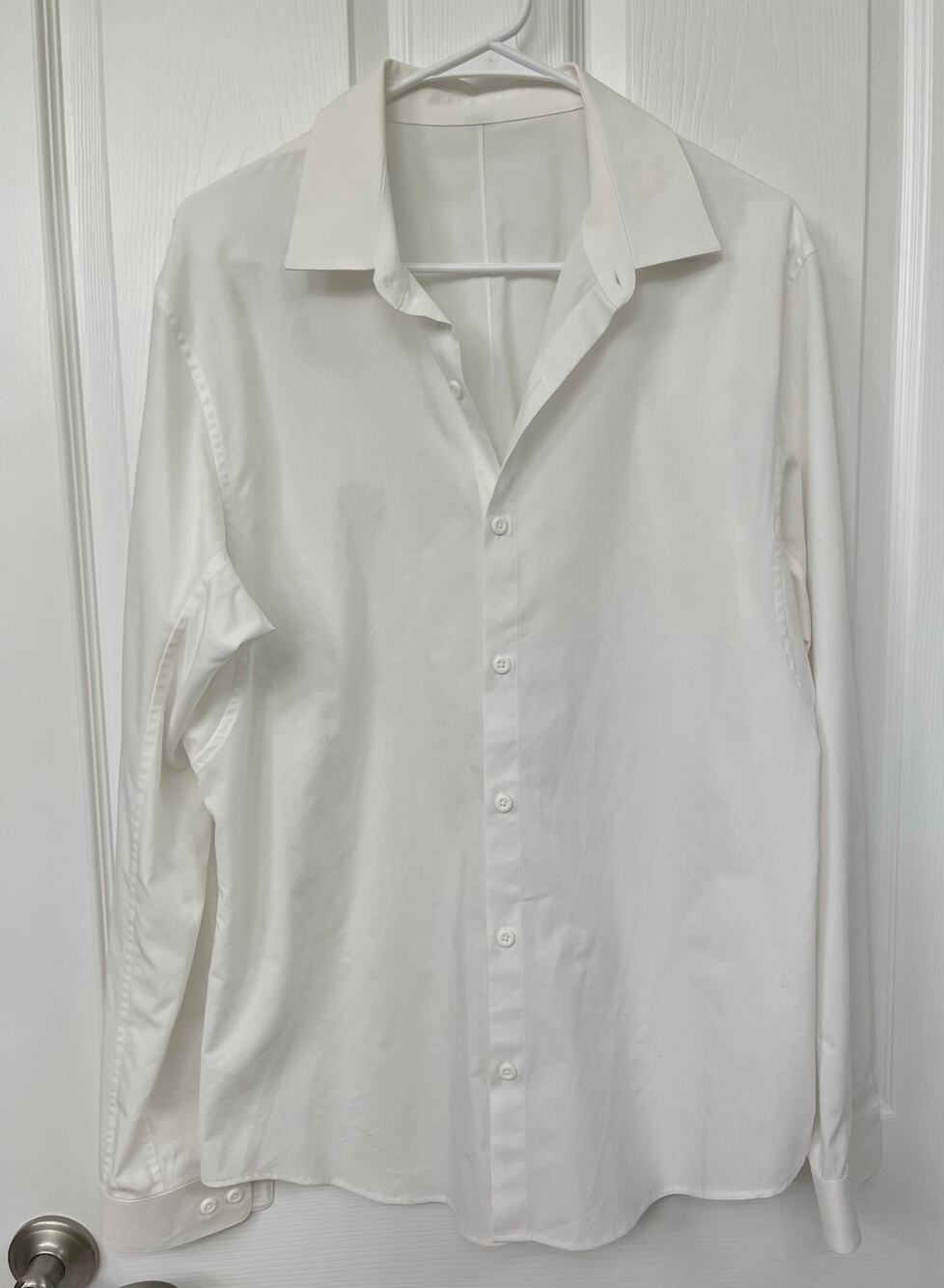 Lululemon Commission Shirt Mens Button Long Sleeve Collared off White ptp 22